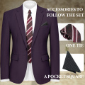 WYWK 2 Piece Men's Suit Wedding Business Party-Purple-XXS