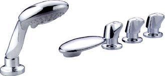 Chrome Polished Bathtub Mixer Taps , Three Handle Pull Out