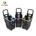 New Design Plastic Rolling Supermarket Shopping Basket