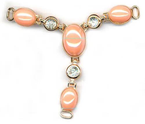 Pink Opal & Rhinestone Trimming Sandal Chain