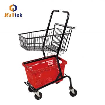 Double Layer Supermarket shopping Metal Basket Trolley