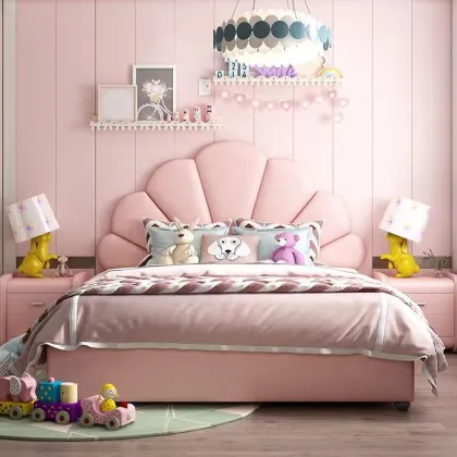 HJ HOME Princess Style Kids Bed - Modern Upholstered Children's Furniture