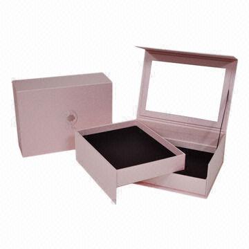 Jewelry box with mirror, made of fancy paper and velvet, foil stamping, various structures