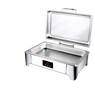 High Leg Rectangular Stainless Steel Electric Food Warmer with Full Glass Window: Ideal for Cafe, Catering, and Buffet Use