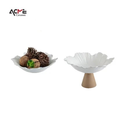 Artisanal Wavy Rim Fruit Plate: Luxury Home Decor & Matte Ceramic Tableware