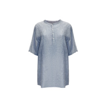 Ladies' 100% linen short sleeved round neck shirt