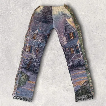 Tapestry Flare Pants Small Hearts Blanket Pants Trousers