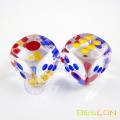 1 Inch Transparent Six Sided Dice With Colored Dots