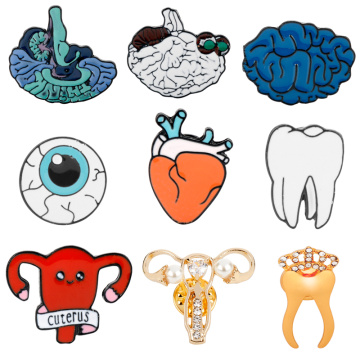 Cartoon Human Organs Corsage Brooch Brain Eye Teeth Heart Uterus Brooch Pins Badge Enamel Pins Gifts