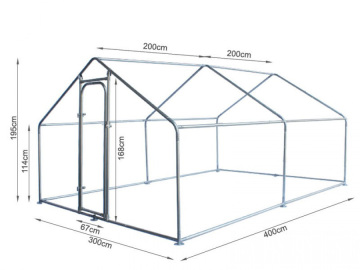 Walk in Metal Chicken Run Coop Enclosure 4Mx3M