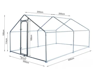 Walk in Metal Chicken Run Coop Enclosure 4Mx3M