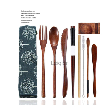 Bamboo Spurtle Set with Knife, Fork, Spoon, Chopsticks, and Straw - Healthy & Natural Kitchen Cooking Utensils