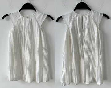 White Pleated Girls' Dress