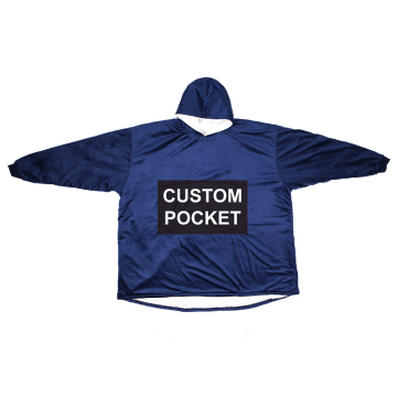 Custom Oversized Double Pullover Sherpa Hooded Blanket Sweatshirt