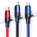 3 en 1 cable de datos trenzados de aluminio 3a