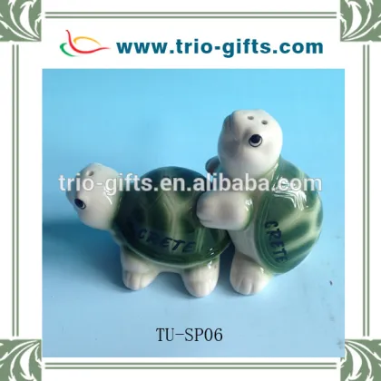 ceramic turtle salt and pepper set holder