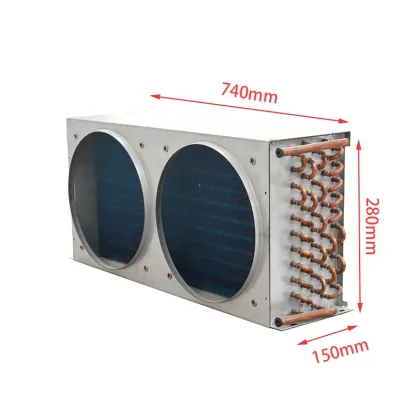 Double Duct Copper Tube Condenser Coil for Refrigerated Display Cabinets