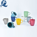 Kleurrijke Home Steengoed Keramische Leaf Relief Cup Set