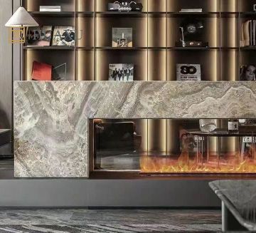 Huaxu Classic Custom Design Factory Direct Home Villa Hotel Countertop Ice Onyx Brown Slab