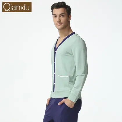Qianxiu New Arrival Wholesale V-neck Cardigan Men Nighty