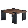 Modern Luxury Black and Wood Panel Side Table