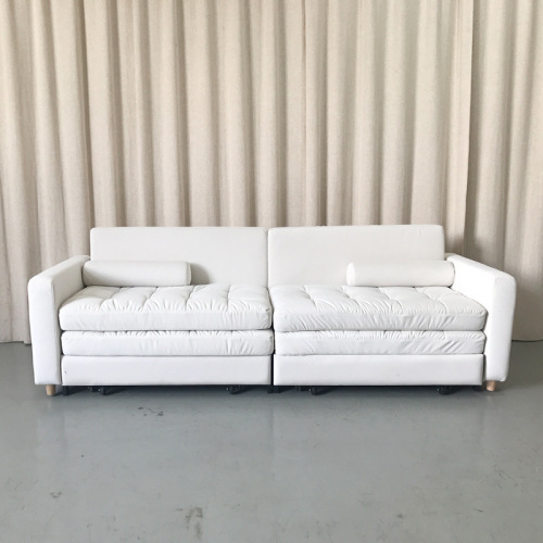 Katil Sofa Dua Tempat Duduk Lurus Fabrik Moden dengan Storan