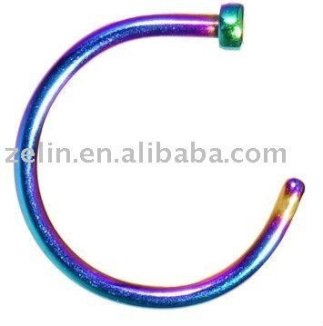 18 Gauge Rainbow Anodized Titanium Nose Ring Jewelry