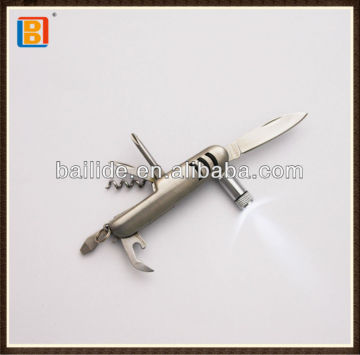 2017 Stainless Steel Folding Pocket Multi Function Led Flashlight Knife Tool