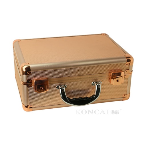 Portable vanity rose-gold makeup station case with lights