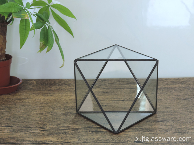 Ręcznie robiony, wysokiej jakości geometryczny szklany pojemnik do terrarium