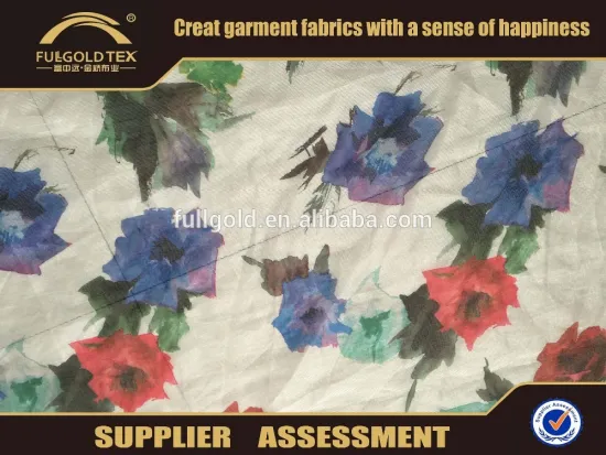 2016 fashion Digital print silk chiffon fabric silk chiffon fabric prices printed silk chiffon in keqiao china fullgold