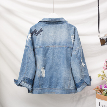 Bagian Jaket Fashion Pola Bordir Biru