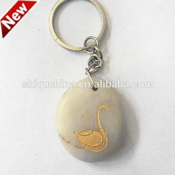 engraved rain flower stone key chain/ keychain for gift