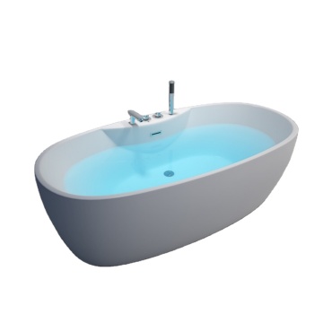 Tina de spa de hidromasaje de superficie sólida moderna - Bañera de baño acrílico ovalado en caliente con características de masaje