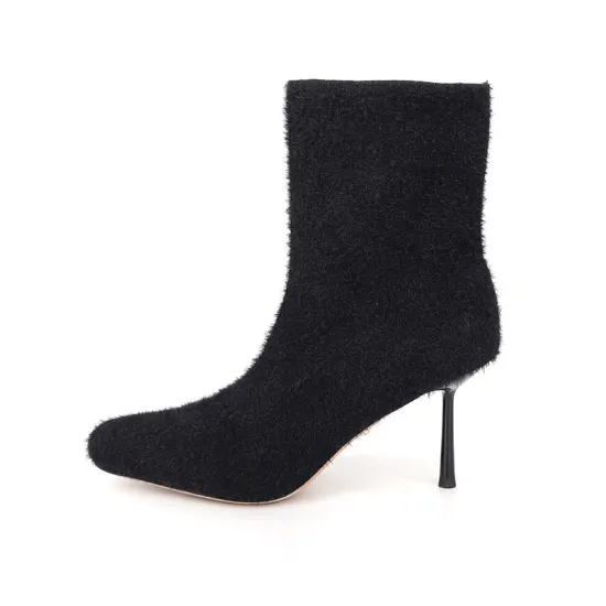 Warm Woolen High-Heel Ankle Boots