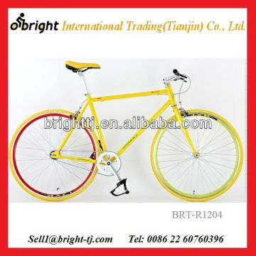 Cool fixed gear bike, yellow color