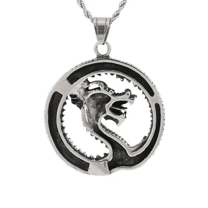 KALEN Men's Punk Stainless Steel Chinese Dragon Pendant