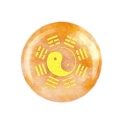 Yellow Jade 25MM Circular Disc Mat Handmade Craved Pattern-Taiji Bagua For Home Decor