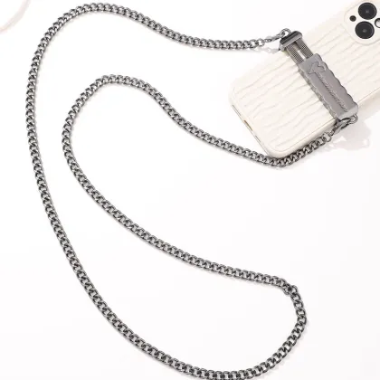 Metal Diagonal Straddle Phone Clip with Chain Shoulder Case Accessory for Women