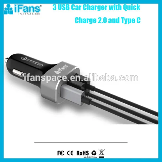 2016 Portable Qualcomm Quick Car Charger 3.0 USB Car Charger with USB C