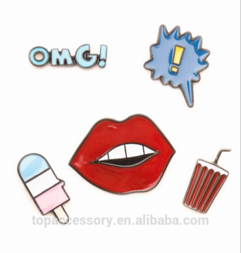 TLP61013-44 Fashion Cartoon Red Lip Cola Drink OMG Metal Brooch Pins Button Pins Jeans Bag Decoration
