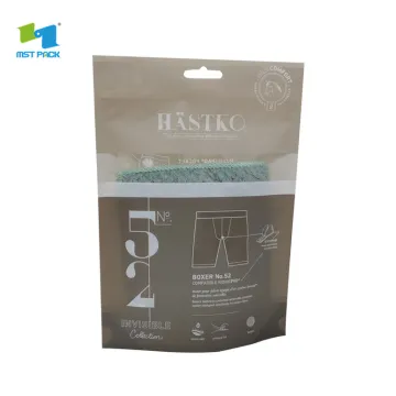 transparent compostable plastic packaging bag with logo for underwear