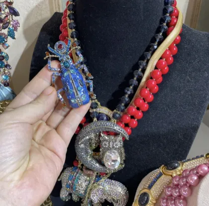 Vintage enamel scarab brooch