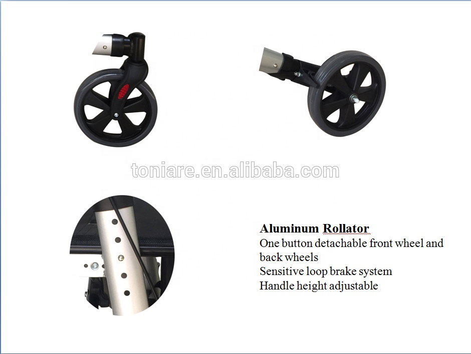 보행 원조 노인 및 장애인을위한 알루미늄 경량 접이식 롤 레이터 워커