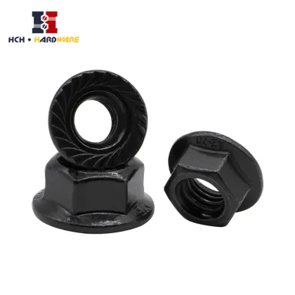 Black stainless steel flange nut anti-slip and anti-loose