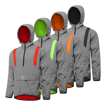 Reflective Windbreaker Hooded Jacket for Cycling and Running