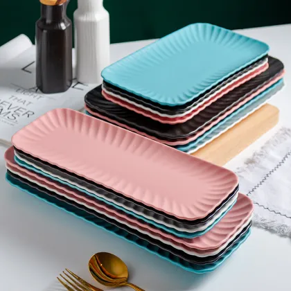 Nordic Rectangular Ceramic Sushi Plate Set