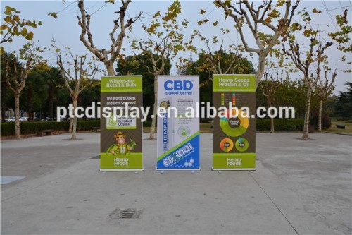 outdoor roll up banner standees banner stand with spring and heavy iron foot