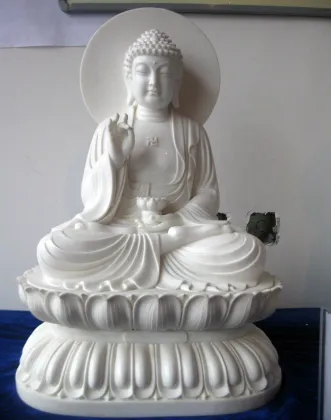 Best quality giant white marble amitabha buddha statues with lotus pedestal