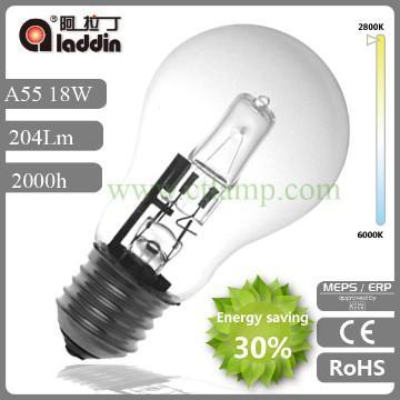 A55 18W 2000hrs ECO halogen bulb with ERP